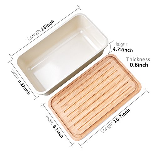 Kinwell Bread Storing Box with Bamboo Fibre Cutting Board Lid,Food