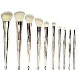 Mermaid Contour Makeup Foundation Brushes for Smooth Makeup Application, Luxury Gift 10 Pcs Mermaid Concealer Brush Set Cosmetics Synthetic Face Brushes Starter Kit Cream Contour Foundation Powder