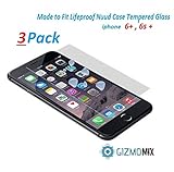 gizmomix [3PACK] Lifeproof Nuud HD Tempered Glass Screen Protector For iPhone 6+ 6s+ 7+ plus Case nüüd Inc