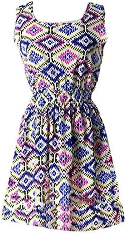 dextrad Beautiful Womens Sleeveless Summer Round Neck Floral Print Flare Swing Dress ColourLarge