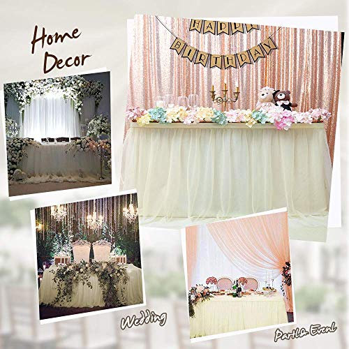 Fanqisi 3 Yard Ivory Romantic Tulle Table Skirt Wedding Event Party Anniversary Shower Bridal Reception Decor Cake Sweetheart Table Ballerina Birthday Decorations