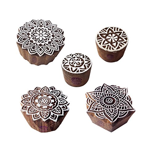 Trendy Pattern Mandala and Round Wood Block Stamps (Set of 5)