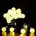 Outdoor Solar String Lights 60LED 33FT Crystal Globe Balls Patio Lights with 8 Modes Waterproof Solar Powered Lights for Garden Xmas Yard Home Party Porch Wedding Christmas Trss Decor (Warm White)