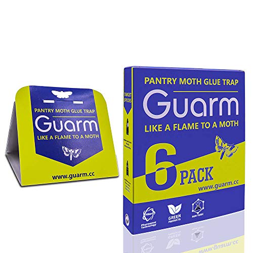 Pantry Moth Traps 6-Pack - Safe Non-Toxic Eco-Friendly Moth Glue Traps with Pheromones Sticky Adhesive Tool for Kitchen Pantry Cupboard Cabinet - Pesticides & Insecticides Free
