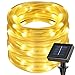 LE 33ft 100 LED Solar Power Rope Lights, Waterproof, Warm White, 3000K, Portable, String Lights, Light Sensor, Decoration for Christmas Tree, Wedding, Thanksgiving, Party, Garden, Lawn, Patio