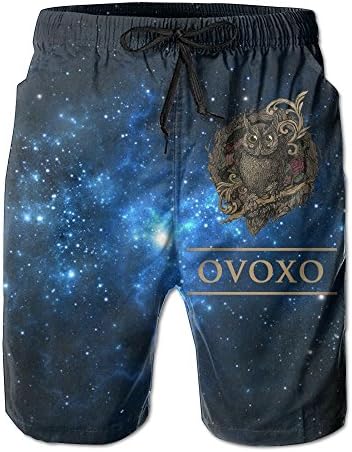 Ovo_Owl Mens Beach Elastic Waist Swim Trunk Shorts Pants