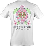 Simply Southern Tees Short Sleeve Preppy Turtle Shells White