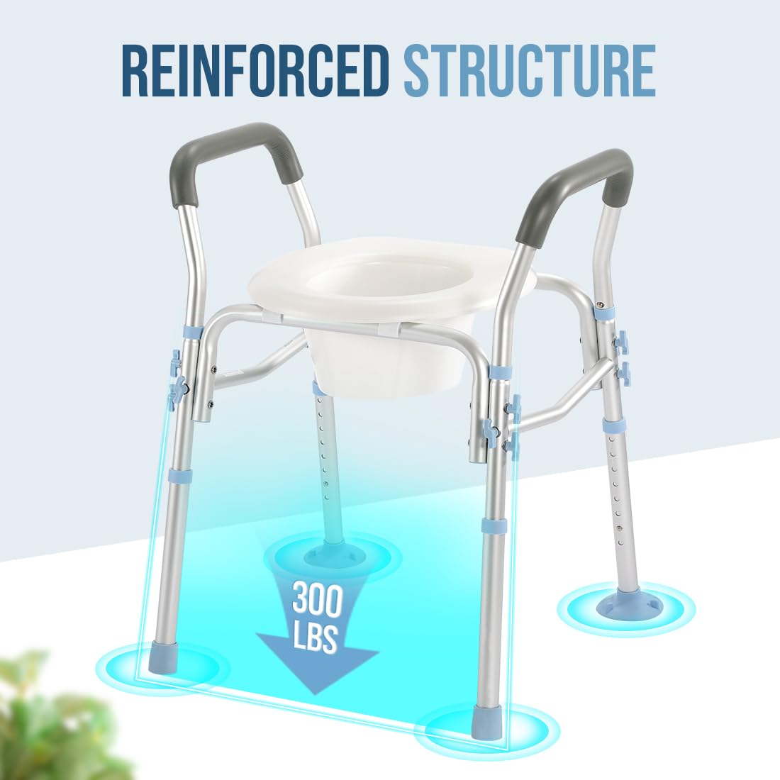 OasisSpace Stand Alone Raised Toilet Seat 400lbs - Medical Raised Commode Toilet with Splash Guard and Safety Frame, Height Adjustable Legs, Bathroom Assist Frame for Elderly, Handicap, Disabled
