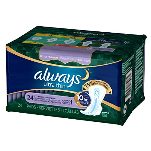 Always Ultra Thin Extra Heavy Overnight Pads, 24 Count