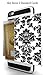 Credit Card ID Holder Wallet Case For iPhone 6 Plus / 6S Plus Dual Slim Shock-Resistant Hybrid Armor Case - Holds 2 Cards By Corpcase. Designer ID/CARD Slider Pattern Vintage Black Floral Damask