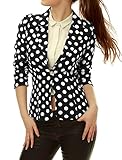 Allegra K Women Long Sleeve Polka Dot One Button Casual Blazers Suit Jacket