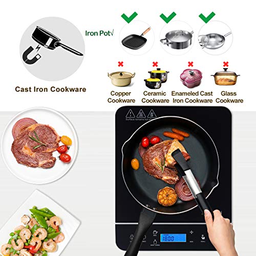 Sunmaki Portable Induction Cooktop, 1800W Max induction cooker with LCD