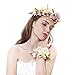 Ever Fairy 2pcs/Set Beige Flower Crown and Wrist Band Wedding Hair Wreath flower Headband (Beige)