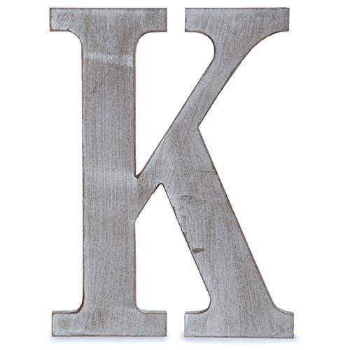 The Lucky Clover Trading K Wood Block, 8" L, Charcoal Grey Wall Letter, Gray