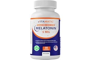 Vitamatic Melatonin 5 mg Tablets | Vegetarian, Non-GMO, Gluten Free | 1 Year Supply | Natural Berry Flavor - 365 Tablets