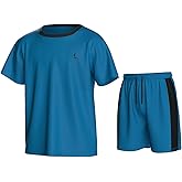 Essenclo Boys Athletic Shorts and Performance T-Shirt Crew Neck Boy Clothes Set, Summer Kids Outfit Size 3-16 (2 Pcs Set)