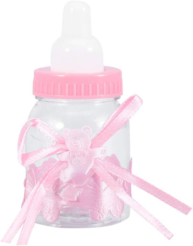 24Pcs Fillable Bottles Sweet Candy Box Gift for Baby Shower Party Decorations Wedding Birthday Party(Pink)