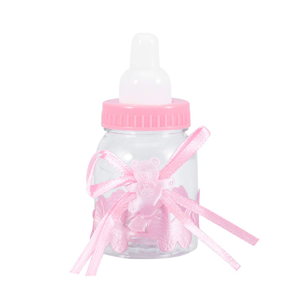 24Pcs Fillable Bottles Sweet Candy Box Gift for Baby Shower Party Decorations Wedding Birthday Party(Pink)
