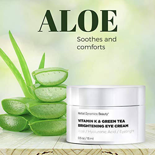 HD Beauty Vitamin K & Green Tea Brightening Eye Cream for Undereye Circles, Puffiness, and Fine