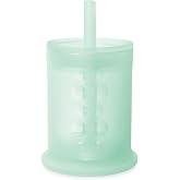 Olababy Silicone Straw Training Cup, Infant to Toddler Sippy Cup, Mint 5oz | For 6+ to 18 Months. BPA/PVC/Lead-Free Silicone. For Water, Smoothies &amp; Baby Led Weaning. See-Through, Dishwasher Safe.