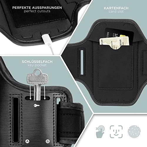 ONEFLOW Brazalete deportivo para teléfono móvil compatible con ZTE Blade A5 2019, brazalete de fitness, pulsera deportiva para correr al aire libre, funda para teléfono móvil, color negro