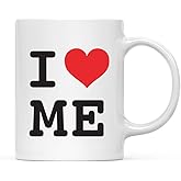 Andaz Press 11oz Heart Graphic 'I Love Me' Couples Coffee Mug Gift, 1-Pack, Gift Box