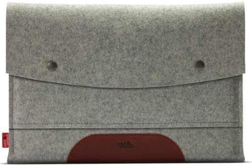 Pack &amp; Smooch MacBook Pro 15" Retina Case Cover Sleeve 100 % Merino Wool Felt And Pure Vegetable Tanned Leather Gray/Light Brown - Made in Germany
