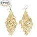 Set of 2 14K Gold Plated Large Dangling Leaf Tiered Long Women's Earrings