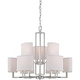 Nuvo Lighting 60/4759 Transitional Nine Light Chandelier from Gemini Collection in Pwt, Nckl, B/S, Slvr. Finish