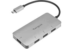 Targus USB C Multi-Port Hub USB 3.1 Gen 1 (5bps) 4X USB-A, Gray (ACH226CA)