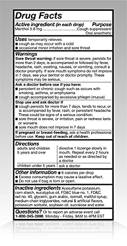 AMAZON BASIC CARE SUGAR FREE MENTHOL COUGH DROPS FOR SORE THROAT RELIEF, DIABETIC-FRIENDLY, 140 COUNT