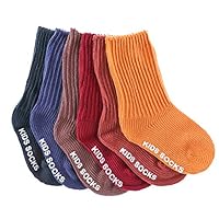 RONGBLUE Unisex Baby Socks Soft Warm Cotton Non-Slip Winter Socks for Newborn Infant Toddler Boys Girls 0-4 Year Old (6 Pairs Solid Color, S / 0-2 Year Old)