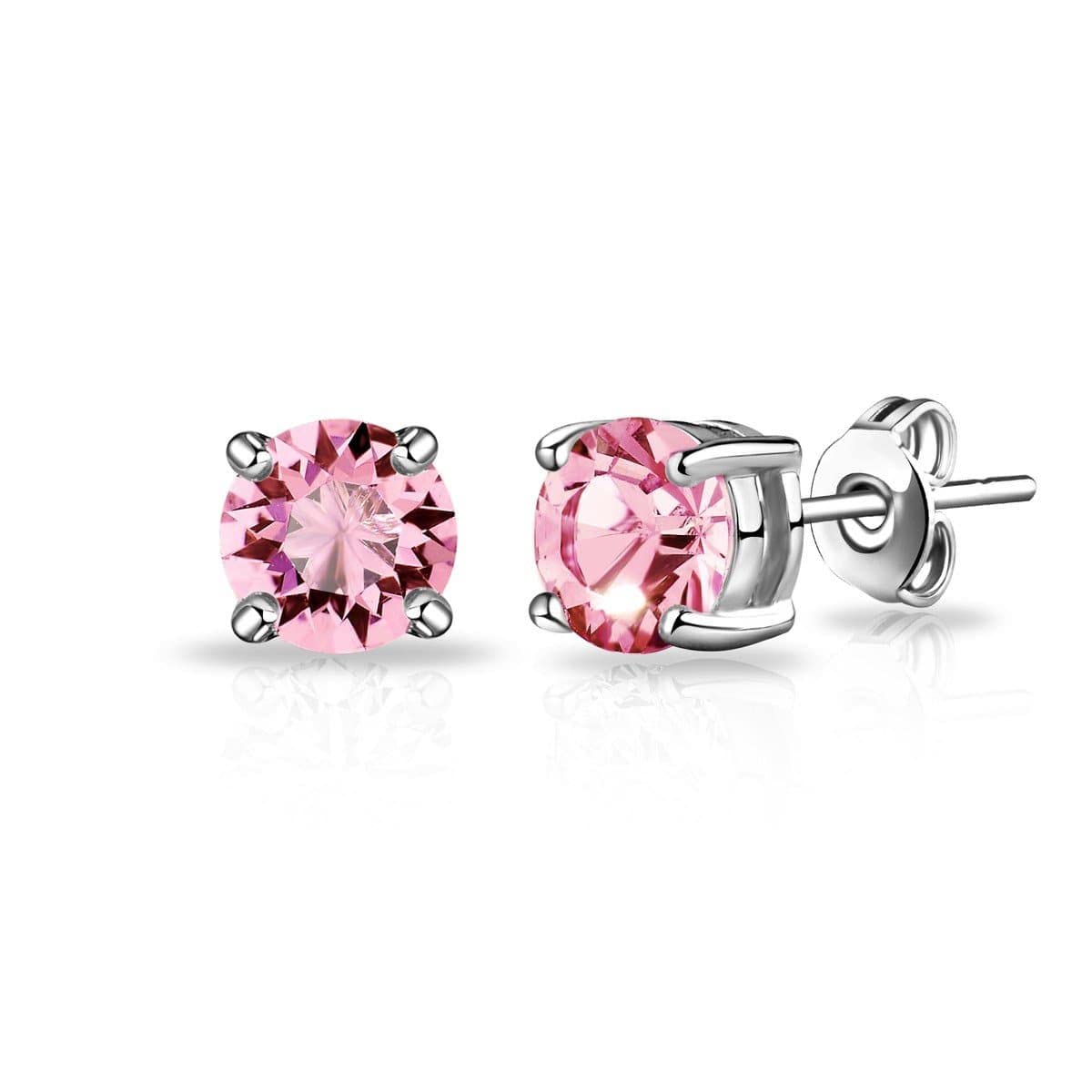 Philip Jones Pink Stud Earrings Created with Zircondia® Crystals