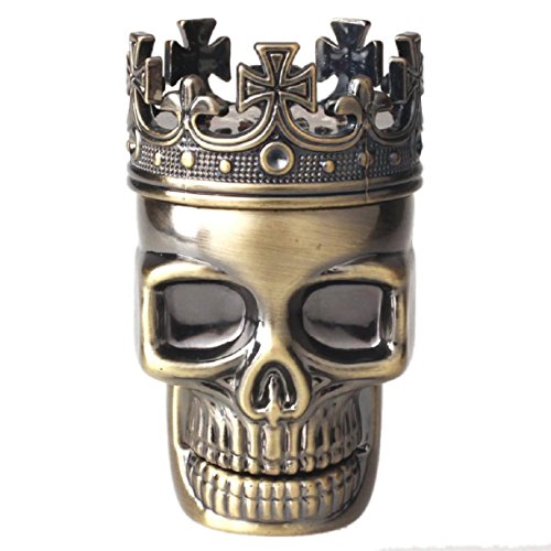 Lookatool King Skull Metal Tobacco Spice Grinder Crusher 3pcs Pollen Catcher (Bronze)