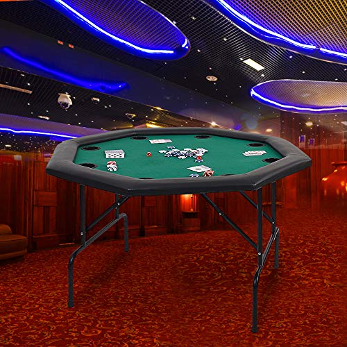Karmas Product 48in Folding Texas Poker Table with Cup Holders for 8 Players