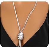 FUTIMELY Dainty Long Gold Necklace for Women,Thin Herringbone Chain Necklace,Long Lariat Necklace Body Jewelry