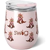 Swig Life 12oz Wine Tumbler with Lid, Stainless Steel, Dishwasher Safe, Portable, Triple Insulated Wine Tumbler (Cowgirl Coquette)