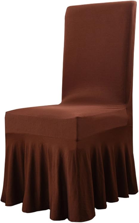 Amazon Co Jp Deisy Dee弾性ポリエステルリムーバブルソリッドカラーフリル付きロングスカートダイニング椅子のslipcovers Square Back Chair C087 ブラウン ホーム キッチン