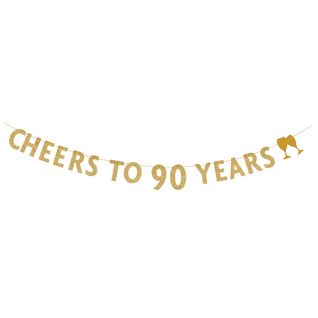 MAGJUCHE Gold glitter Cheers to 90 years banner,90th birthday party decorations