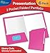 New Generation - PINK - 2 Pocket Presentation Folder / Portfolio 9.25 x 12 Inches Heavy Duty paper UV Glossy Laminated - 6 Folders per Pack in a Display Box