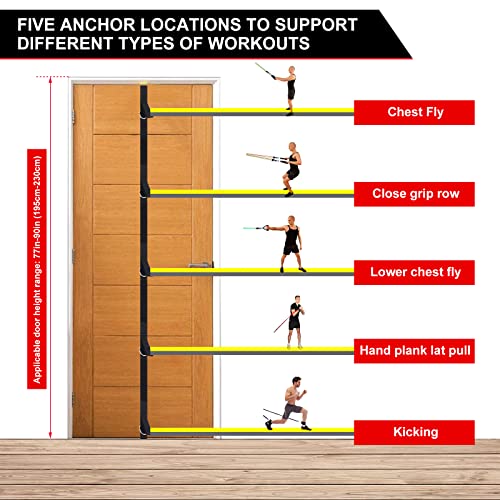 Door Anchor Strap for Resistance Bands, Multi Point Door Anchor, Heavy Duty Door Anchor for Exercise Bands, Control Track for Resistance Bands, Door Anchor Attachment, Easy to Install
