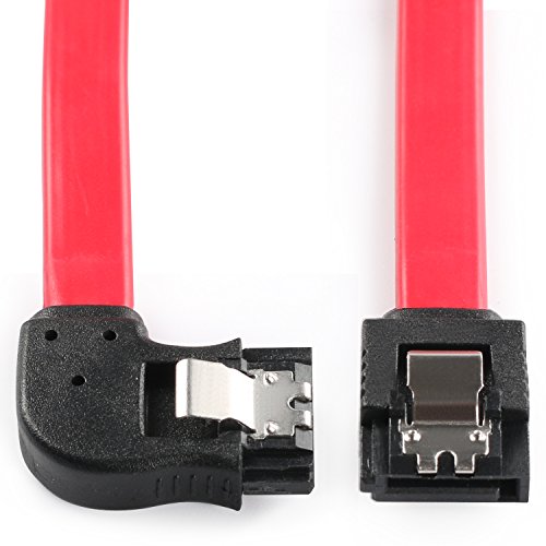 Postta SATA III Cable (5 Pack) 18 Inches 6.0 Gbps Straight to Left Angle Data Cable with Locking Latch-Red - Thumbnail 3