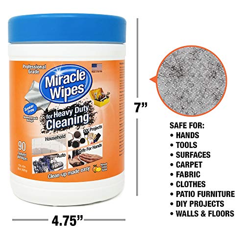 MiracleWipes for Heavy Duty Cleaning (90 Count) - All Purpose Cleaner, Kitchens, Bathrooms, Countertops, Hands, Indoors, Outdoors - Removes Grease, Grime, Crayon, Dirt & More