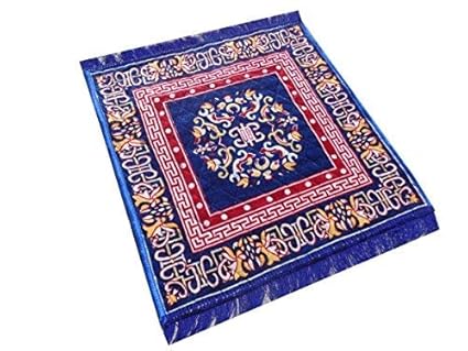 Yellow Weaves Polyester Pooja Aasan (2 x 2 Feet, Blue)