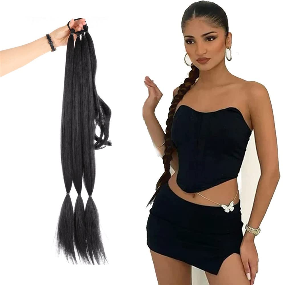 32" Long Braid Ponytail Hair extensions Wrap Around Pony Hair Pieces Drawstring Ponytail Clip In Braiding Pony Hairpiece for women girls (2#, 32INCH/80cm) โ image 1