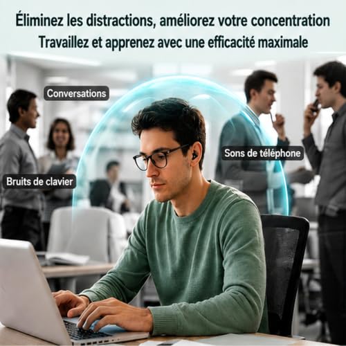 Bouchon D'oreille Pour Dormir【2026 Version Améliorée】Anti-Bruit 45 dB, Bouchons Réutilisables en Silicone Souple et Ergonomiques，4 Tailles (XS/S/M/L), Adaptés Pour Dormir/Voyager/Se Concentrer/Concert