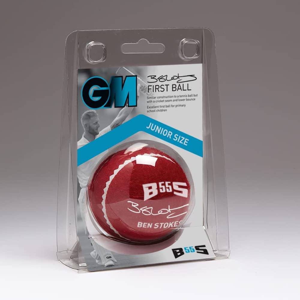 Gunn & Moore GM | First Cricket Ball, Needle Felt (Similar To Tennis Ball) BS55 Ben Stokes 70 Grams Junior Size, Red