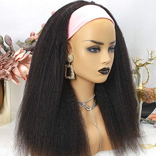 Kinky Straight Headband-Wigs Human-Hair for Black-Women - Italian Yaki
