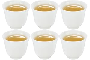 Sizikato 6pcs Pure White Chinese Porcelain Tea Cup, 45ml Exquisite Mini Sake Cup