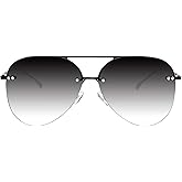 Vanolu Retro Rimless Women Aviator Sunglasses Classic Lady Oversized Sun Glasses black Gradient Mirrored Lens Bold Shades